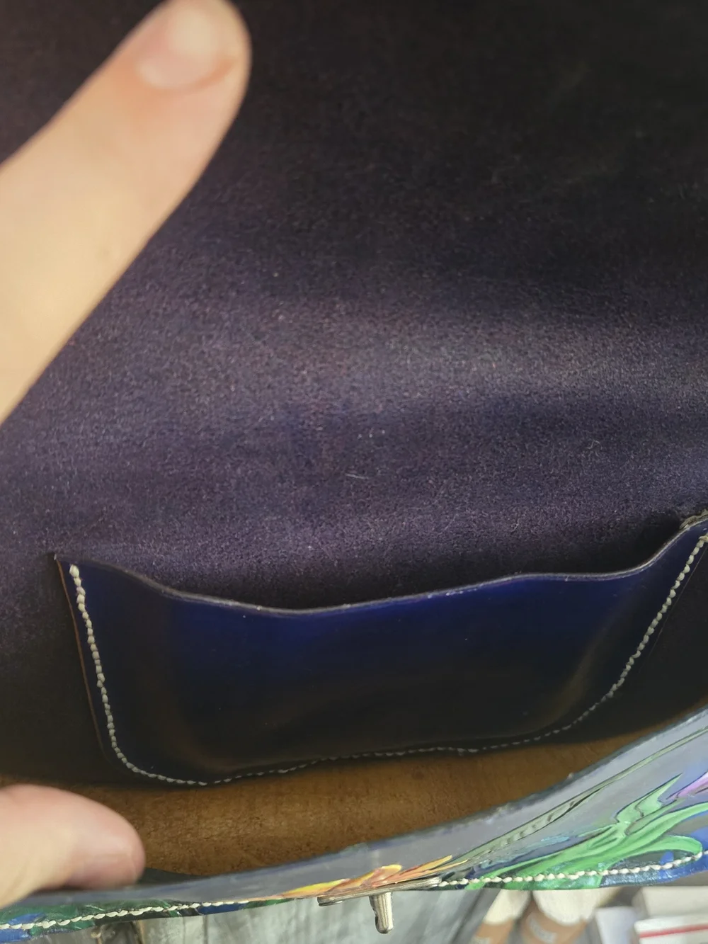 Handcrafted Floral Leather Crossbody Bag in Pink and Purple